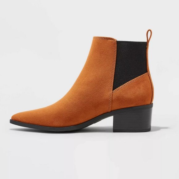 Women's Gwen Low Shaft Heeled Boots Cognac - A New Day™ 10 - Picture 2 of 8